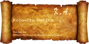 Kolovits Amrita névjegykártya